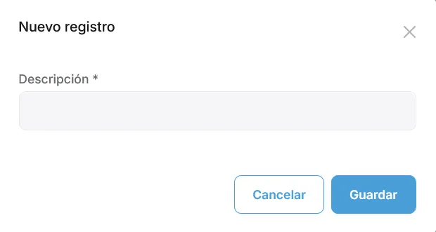 Modal de alta de definición de salario con el campo Descripción